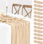 12 Pack Champagne Cheesecloth Table Runner 35x120 Inches, Fall Thanksgiving Cheese Cloth Table Runner 10FT Boho Sheer Gauze Runner for Bridal Shower Wedding Baby Shower Party Decor