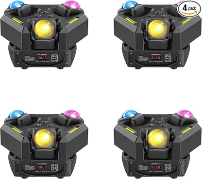 4-Pack Moving Head Stage Lights 9 X 10W LED DJ Lighting with DMX Mode Sound Stage Lighs and Parties Lights Activated for Party Wedding Concert Disco DJ Concert Show