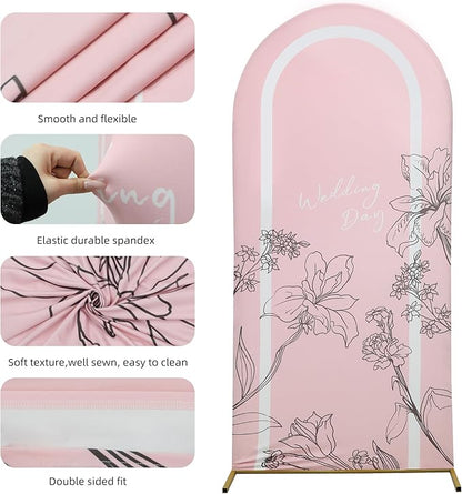 Wedding Arch Cover 6.6FT Spandex Arch Backdrop Cover Stretchy Backdrop for Wedding Birthday Party Decoration Baby Shower