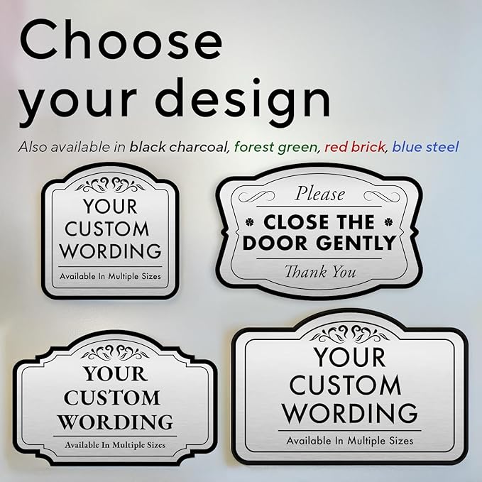 Design 24x18 In Metalic Silver Decorative Outdoor Personalized Aluminum Driveway Signs, Custom Waterproof Made In USA