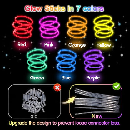 Halloween Glow Sticks Bulk Party Pack- Ultra Bright 800pk Glow in the Dark Party Favors, Glow Decorations, Neon Party Glow Necklaces and Glow Bracelets with Connectors