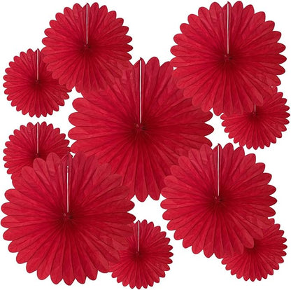 20 Pcs Red Hanging Paper Fan, Round Paper Fans Decorations Set for Weddings, Birthdays, Engagement, Bridal Shower, Baby Shower Event, Graduation, Party Supplies Decor