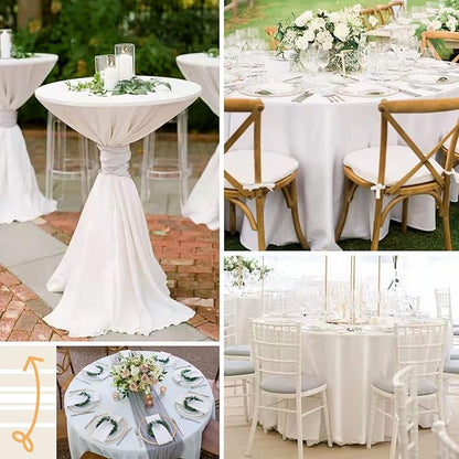 6 Pack 120 Inch White Round Tablecloth - Premium Silky Satin Tablecloth Overlay Smooth Fabric Table Cover Linens, Table Decoration for Wedding Party Banquet Events Restaurant Kitchen Dining