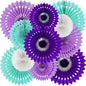 BEISHIDA Purple Lavender Blue Hanging Honeycomb Round Paper Fans Decoration Kit Tissue Paper Fan Garland for Baby Shower Girl Kid Birthday Under The Sea Wedding Party Supplies（11packs）