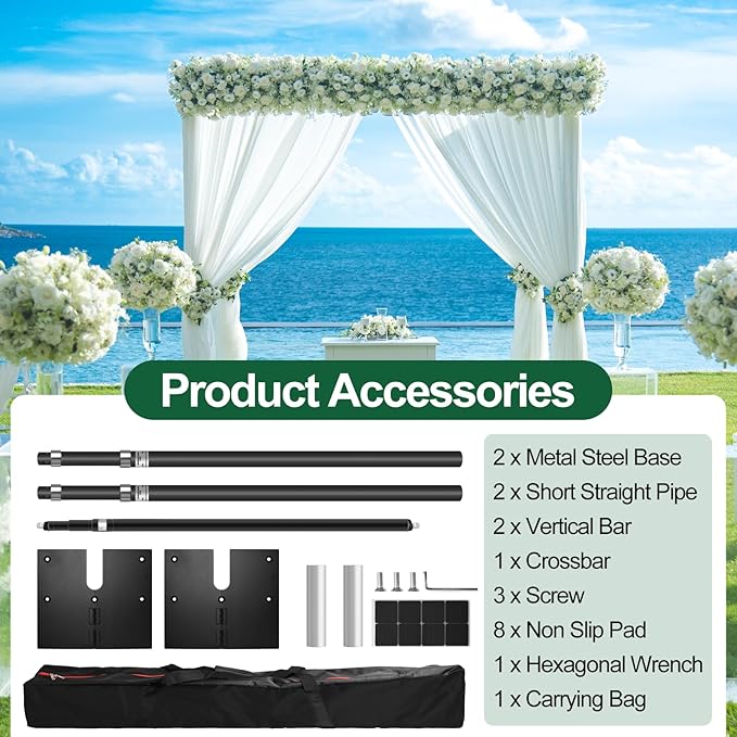FUDESY Pipe and Drape Backdrop Stand Kit, 10x10ft Heavy Duty Backdrop Stand Adjustable Background Frame with Metal Base for Photography Wedding Parties Events Decoration, Black