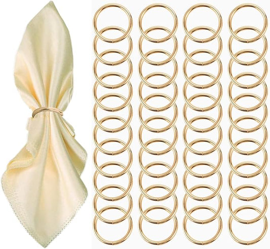 Gold Napkin Rings - 40 Pcs Stainless Steel Napkin Rings,Gold Rotundity Metal Napkin Ring for Table Settings Wedding Christmas Party Dinner Table