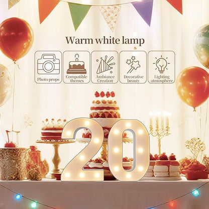 LED Marquee Light Up Numbers Sign - Lighted Birthday Numbers Sign for Birthday Party Decoration, Bar Wall, Home, Table Room, Wedding and Christmas Decorations, Number 6
