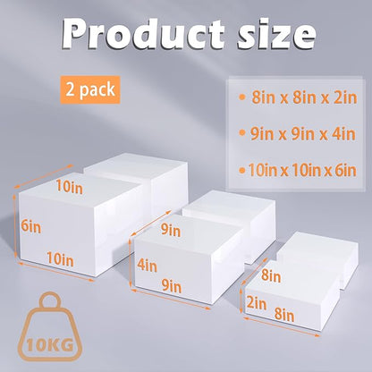 Buffet Risers, Food Display Risers for Party, Glossy White Acrylic Risers Display Stand for Buffet Table, Catering Displays for Dessert, Cube Box Nesting Riser with Hollow Bottoms (8"x9"x10" 6PCS)