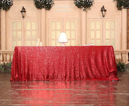 SquarePie Sequin Tablecloth 60 x 102 Inch Red Sparkly Table Linen for Christmas Wedding Party