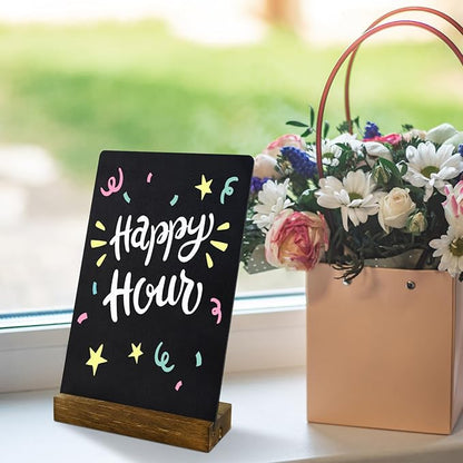 Small Chalkboard Sign with Stand, 8x5'' Table Top Double-Sided Mini Board With Wooden Base for Food Messages, Restaurant, Bar, Party, Store Decoration (1 Pack)