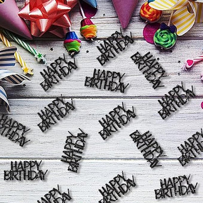 Black Happy Birthday Confetti Birthday Party Decorations Glitter Table Scatters for Adult Birthday Anniversary DIY Crafts Party Supplies 100PC