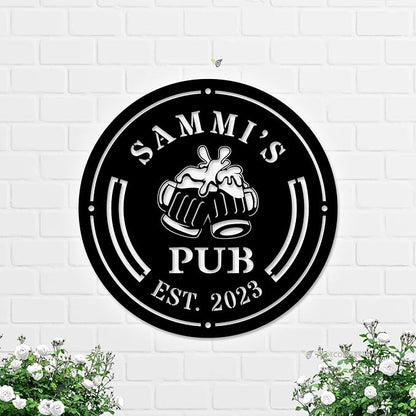 Personalized Bar Metal Art LED Light Beer Bar Metal Sign Custom Bar Sign Beer Bar Metal Wall Art Beer Mug Cheer Name Sign Bar Pub Decoration
