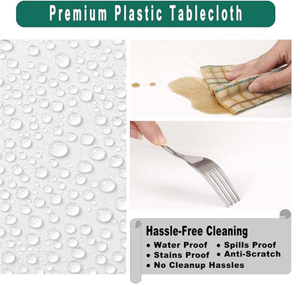 PEVA Burgundy Plastic 2 Pack Tablecloths - 54 x 108 inch Maroon Disposable Table Covers for BBQ, Birthday, Wedding Parties - Fits 8 ft Rectangle Table