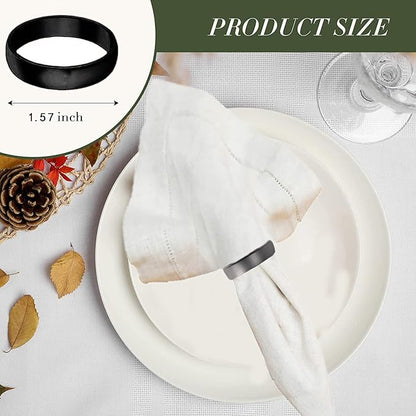 Black Napkin Rings-10 Pcs Stainless Steel Napkin Rings,Metal Napkin Ring for Table Settings Wedding Christmas Party Dinner Table