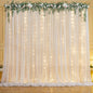 10ft x 7ft White Chiffon Backdrop Curtain with Lights String for Parites Wedding Wrinkle Free Curtain Photo Backdrops Drapes for Baby Shower Birthday Party Home Decorations