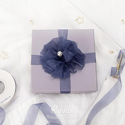 Ribbli Navy Organza Ribbon,1/2 Inches x Continuous 50 Yard,Navy Sheer Ribbon for Gift Wrapping,Cookie Wrapping,Wedding Decoration,All Crafting and Sewing