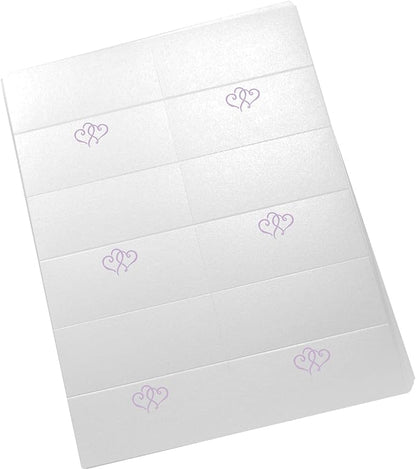 Linked Hearts Printable Place Cards, Lavender (Choose Color), Set of 60 (10 Sheets), Laser & Inkjet Printers - Wedding, Party, Dinner, and Special Events - Made in the USA