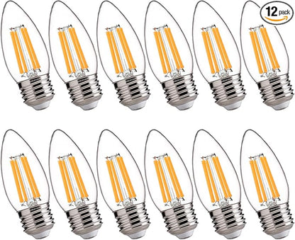 FLSNT 100W Equivalent LED Candelabra Bulbs, 800LM Dimmable LED Chandelier Light Bulbs, 2700K Soft White, E26 Base, 12 Pack UL,CA65 Listed.