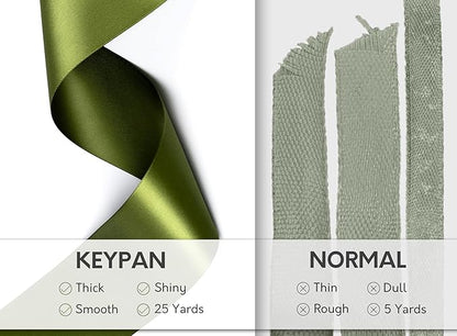 Moss Green 2.5 Inch Double-Faced Satin Ribbon 25 Yards for Gift Wrapping Crafts Flower Bouquet Invitations Holiday Decorating
