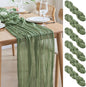 Asee'm 6pcs Cheesecloth Table Runner 120 Inches Sage Green Boho Gauze Cheese Cloth Runner 10FT Rustic Sheer Table Runners for Summer Wedding Baby Shower Holiday Party Decoration