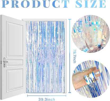 10 Pack Foil Curtain Backdrop Iridescent Metallic Tinsel Foil Fringe Curtains Photo Booth Props for Birthday Wedding Engagement Baby Shower Bachelorette Christmas Holiday Celebration Party Decoration