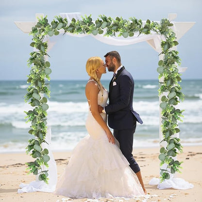 MAKHOT 2pcs Artificial Eucalyptus Garland, 5.9FT Greenery Garland Flower Spring Summer Green Garlands Vines Decoration, Fake Silver Dollar Eucalyptus Leaves Vines for Table Home Wedding Party Decor