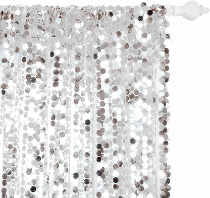 HH 9x9FT Big Silver Sequin Backdrop Curtains,Shimmer Sequin Fabric Photography Backdrop,Photo Backdrop Payette Backdrop Curtain Panels Backgrounds for Wedding Party Christmas Decoration