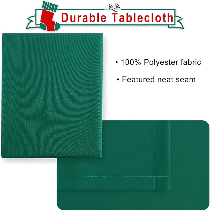 Hiasan Rectangle Tablecloth - Waterproof and Spillproof Washable Fabric Table Cloth for Dining Room Kitchen and Outdoor Use, Emerald Green, 60 x 84 Inch