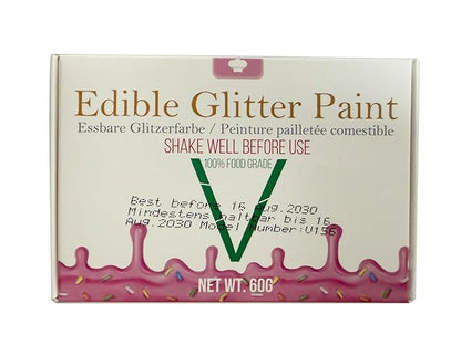 Edible Glitter Paint - 6 Colors Food Grade Edible Paint for Cake, Chocolate, Cupcakes, Cocktail, Shimmer Decorative Paint Liquid Food Coloring for Halloween Candy, Drinks, Baking, 6x10g