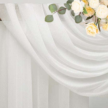Wokceer Wedding Arch Draping Fabric 3 Panels 28.7" x 20FT Ivory Drapes Sheer Fabric Backdrop Arch Draping Fabric for Wedding Ceremony Birthday Party Bridal Shower Decoration