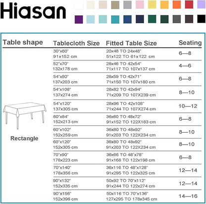 Hiasan Dusty Blue Tablecloth for Rectangle Tables - Waterproof and Spillproof Washable Fabric Table Cloth for Dining Room Kitchen Party, 60 x 120 Inch