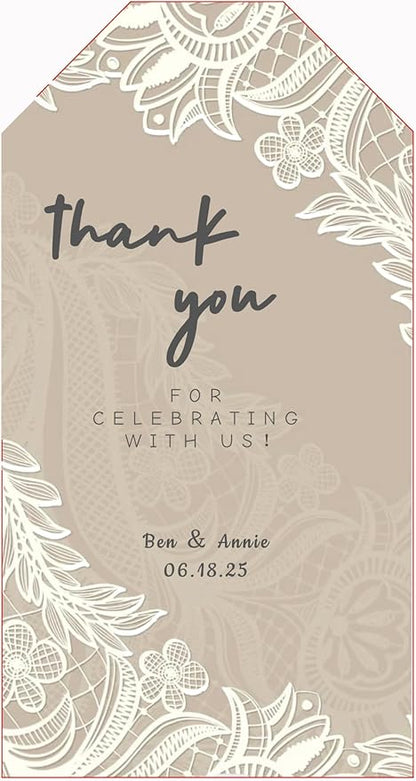 Personalized Gift Tags, Thank You Tags for Wedding Birthday Business Party Favors, Custom Hang Tags with Your Text and String, 2 X 3.75 Inch (Wreath Pattern 7)