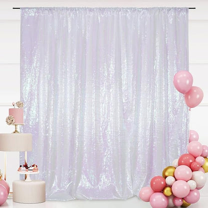 SquarePie Sequin Backdrop Non-Transparent Background Sparkly Curtain for Wedding Party 6FT x 6FT Iridescent