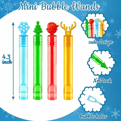 Bulk Christmas Giveaways for Kids 200 Pack,Party Favors Supplies Goody Bags Stocking Stuffers,Mini Bubbles Wand Toys Gifts for Toddlers,School Classroom Daycare Prizes Treats Trinkets for Students