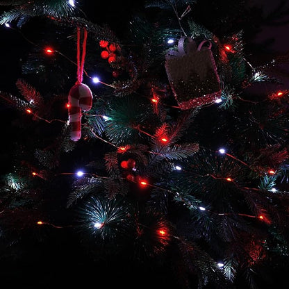 66Ft 200 LED Fairy Lights Plug in, Waterproof String Lights Outdoor & Indoor 8 Modes Christmas Lights Bedroom Decor, Timer Twinkle Lights for Bedroom Party Christmas Decorations (Red and Cool White)