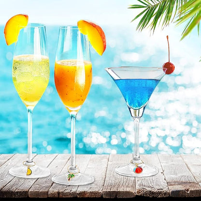 SANNIX 24pcs Wine Glass Charms - Identifier Tags for Stem Glasses - Funny Charms for Summer Christmas Wine Tasting Party Decorations