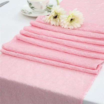 Pink Table Runner 10 Packs 12x72 Inches Sequin Glitter Table Runners for Party Bridal Baby Shower Event Party Wedding Table Decor