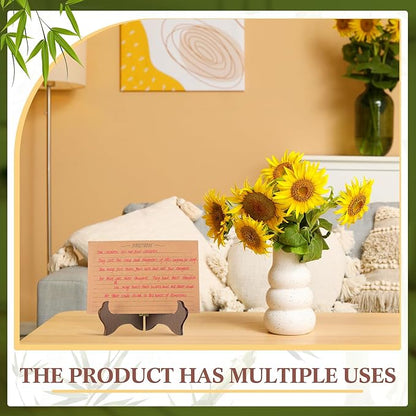 Tatuo 4 Packs Wooden Display Stand Decorative Plate Stands for Display Picture Frame Holder Easels(Brown,4 Inch)