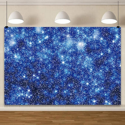 YongFoto Blue Glitter Backdrop 5x3ft Silver Light Spots Navy Blue Sequin Bokeh Photography Background Birthday Bridal Shower Wedding Photography Background Party Banner Decor Portraits Photoshoot