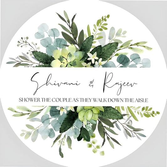 Custom Stickers for Weddings, Birthdays & Businesses - Personalized Labels with Your Logo - Waterproof, Fade and Heat Resistant - Pack of 100-1000 (Wreath Q, 3 Inch)