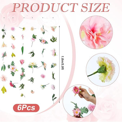 XunYee 6 Pcs 35.4 ft Flower Garlands Hanging Wildflower Backdrop Decoration Artificial Floral Garlands Fake Flower Vines Faux Silk Wildflower Decor for Halloween Fall Wedding Garden Wall Arch(Blossom)