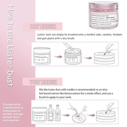 HomeHere Edible Luster Dust Food-Grade Glimmer Powder Glitter for Cake Decorating 7g, Edible Sprinkle Glitter for Cocktails Drinks Baking Candy Dessert Chocolate Vegan Tasteless, Light Pink