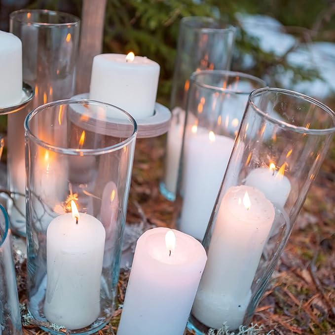 Hurricane Candle Holders 24 PCS Cylinder Flower Vases, Pillar Votives Floating Candles Holder, Clear Glass Vase for Wedding Party Decoration 10" 7.8" 6"