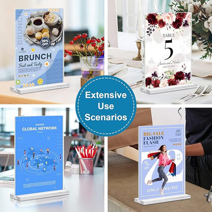 Acrylic Sign Holder 4x6 Vertical Plastic Signs Acrylic Frame Display Signs Table Stand Bulk 6 Pack