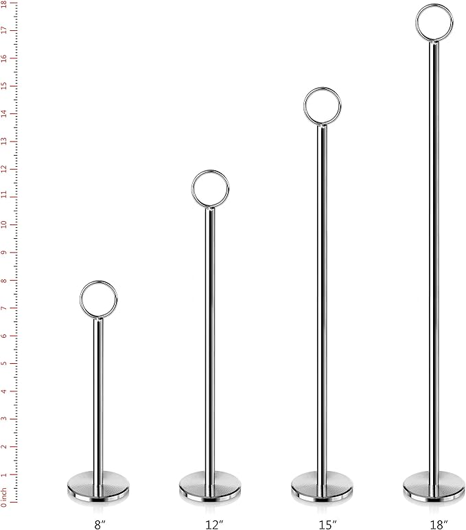 New Star Foodservice 23244 Ring-Clip Table Number Holder/Number Stand/Place Card Holder, 12-Inch, Set of 12