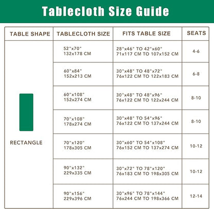 Biscaynebay Fabric Tablecloths 60x108 Inches Rectangular, White Water Resistant Tablecloths for Dining, Kitchen, Wedding and Parties etc. Machine Washable