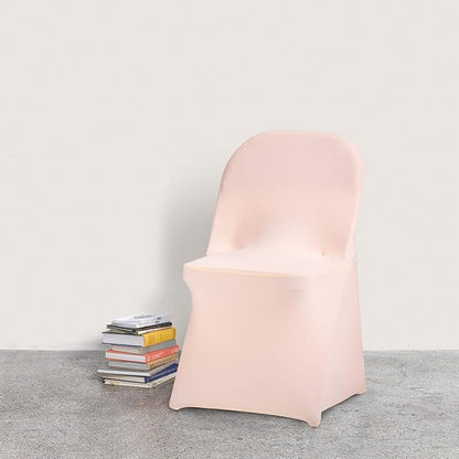 Peomeise Stretch Spandex Folding Chair Cover for Wedding Party Dining Banquet Event (Blush Pink,6pcs)
