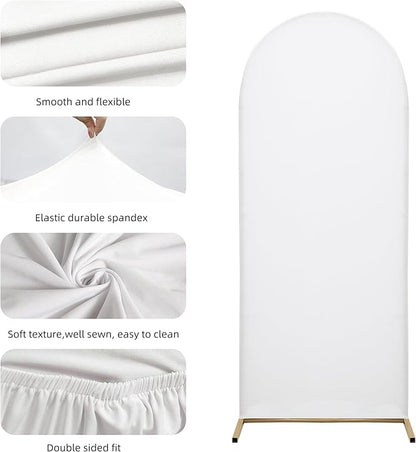 Wedding Arch Covers Arch Backdrop Cover Arch Stand Covers 7.2FT 6FT Set 2 Arch Cover Spandex Fabric Stretchy Backdrop for Wedding Birthday Party Decoration Baby Shower (White, Cover Only)