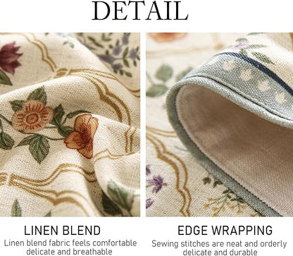 ISAENNE Designer Vintage Elegant Linen Table Runner 118 Inches Extra Long,Colorful Wildflower Pattern Runner,Decor Table Runners for Dining Tables,Thanksgiving,Christmas,12"*118"-Serenity B