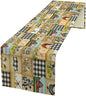 Farmhouse Animals Table Runner,Rustic Cabin Pig Chicken Cow Sunflowers Geometric Grids Burlap for Hotel Indoors Outdoor Dining Room Kitchen Holiday Party, 13x36in